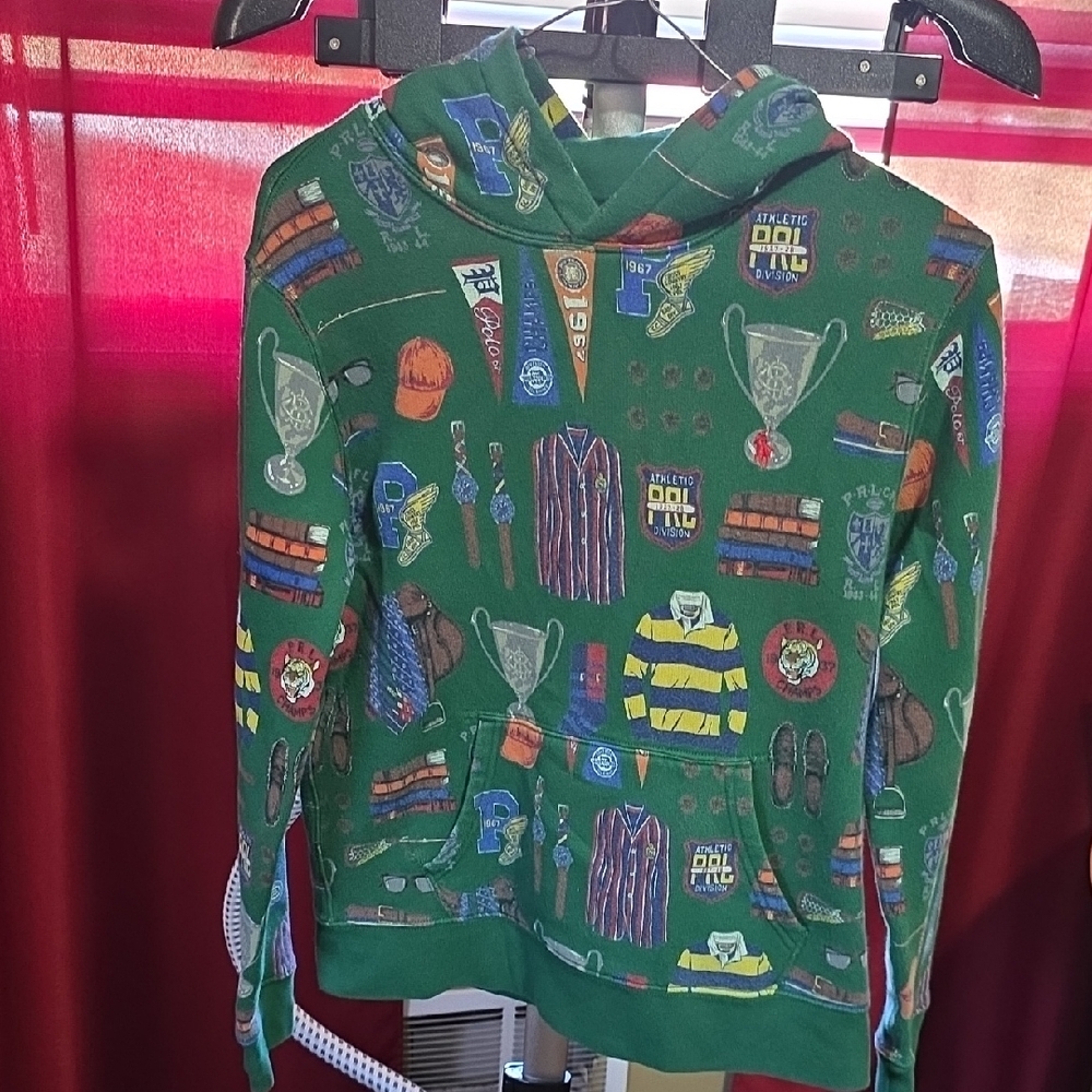 Polo by Ralph Lauren Green Kids Hoodie with Multicolor Print